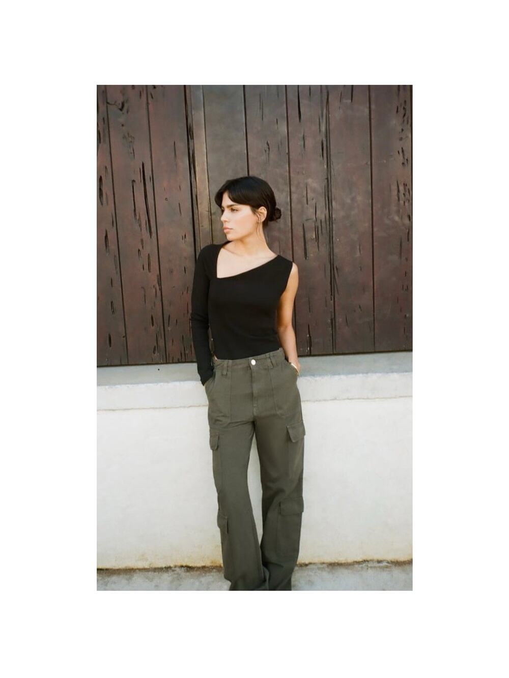 Zara Women’s Cargo Pants Straight Leg Multi Pocket Grunge Olive Green Size 2